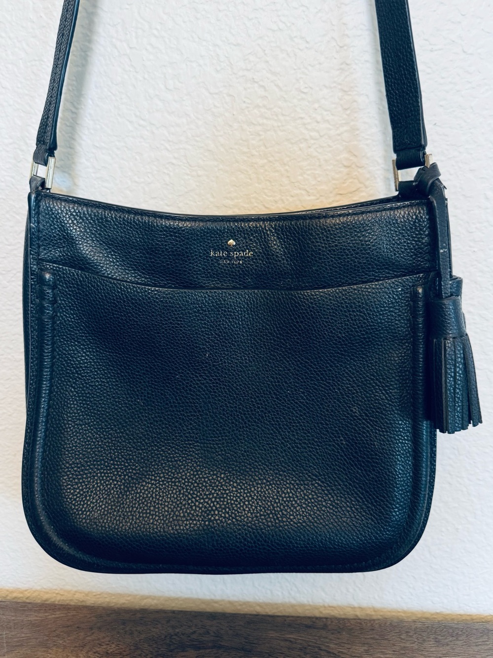 Kate Spade Black Pebbled Leather Crossbody Purse Bag